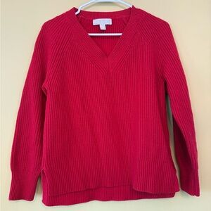 Michael Kors V-Neck Sweater in Bold Red